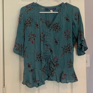 Green Floral Boutique Blouse (XS)
